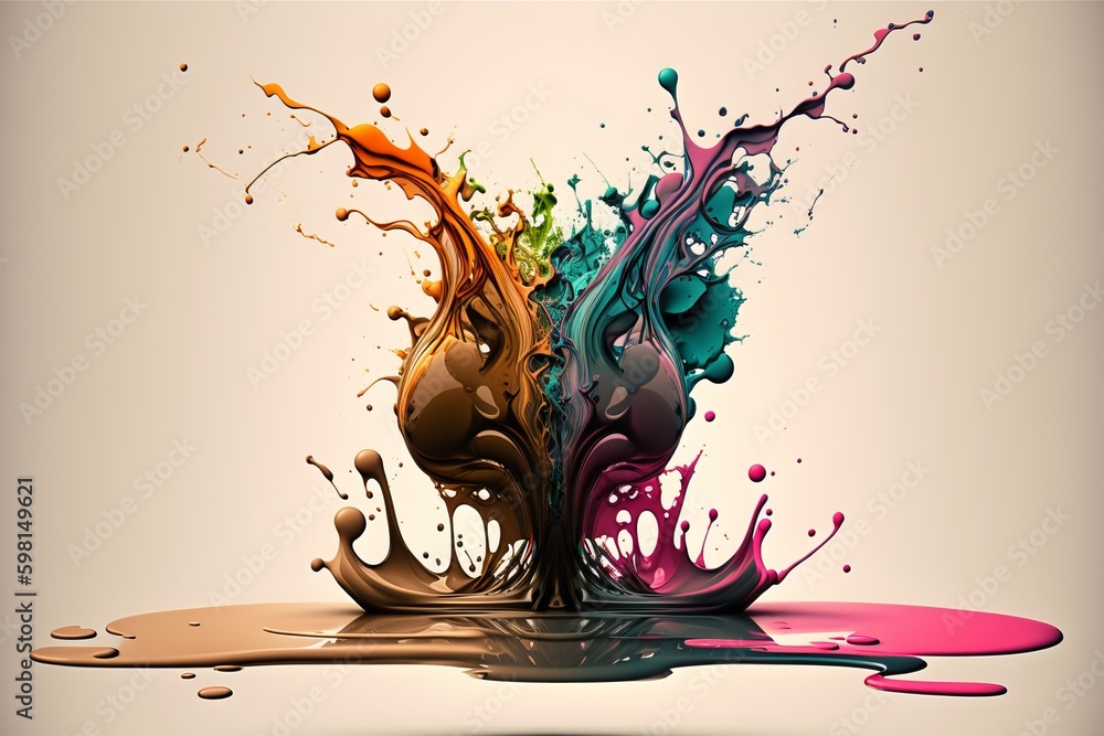 Poster vibrant color explosion: ink in water splash - generative ai