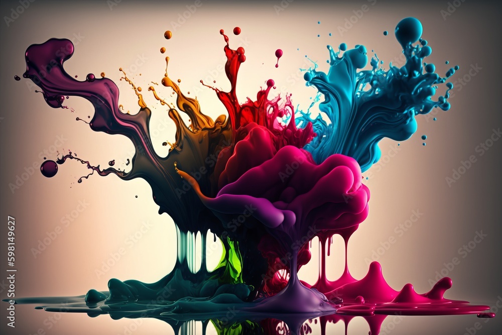 Poster vibrant color splash effect created by ink in water - generative ai