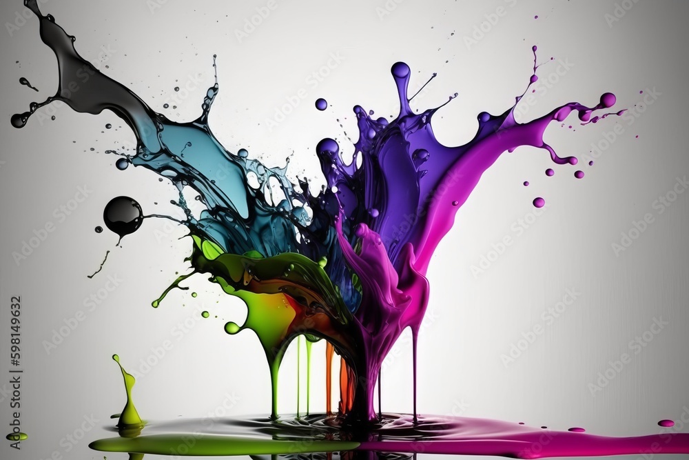 Poster vibrant colors exploding in water - generative ai