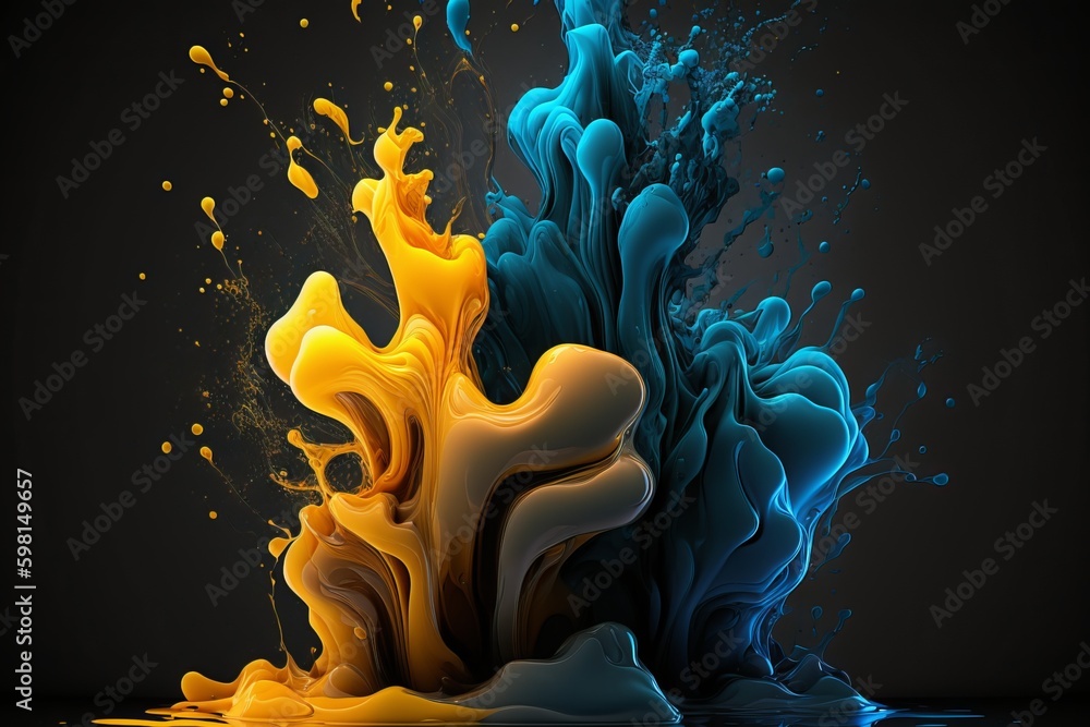 Poster abstract multicolored sculpture background created by mixing ink and acrylic paint in water - genera