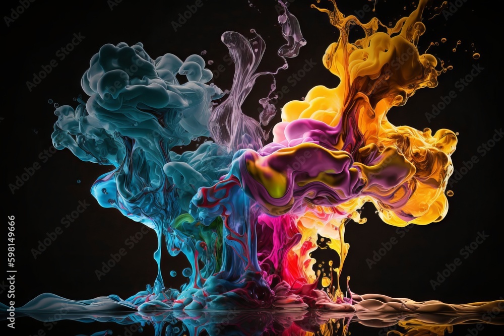 Aufkleber multicolored abstract sculpture background created by ink and acrylic paint mixing - generative ai