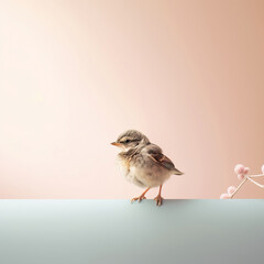 Cute bird. Set of funny pet animals isolated on colorful background. Generative AI.