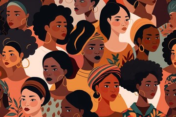 Seamless of African American Women Faces