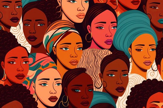 Seamless of African American Women Faces