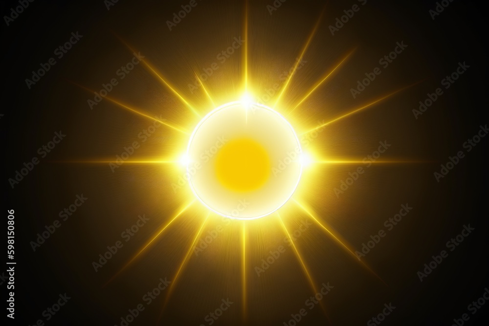 Poster realistic optical yellow lens flare effect for stunning text projects - generative ai