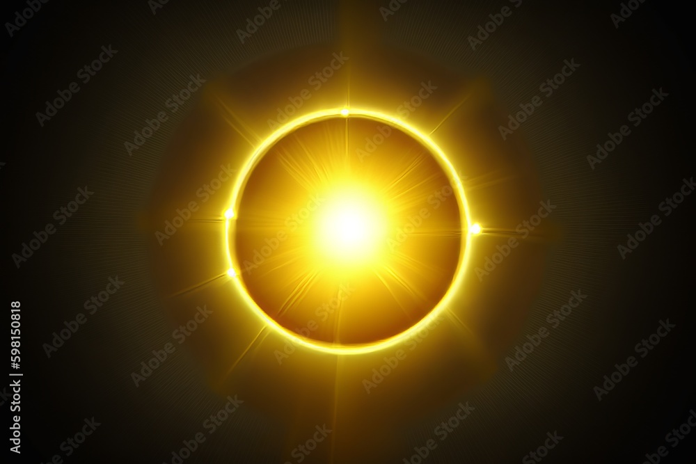 Poster realistic optical yellow lens flare effect for stunning text effects - generative ai