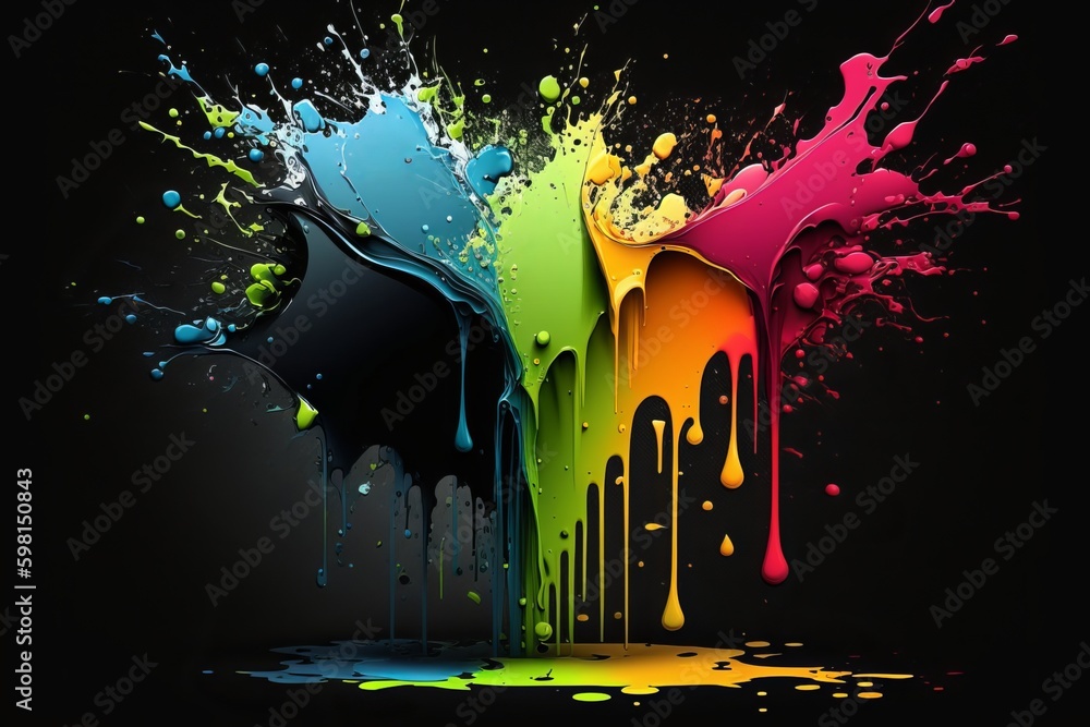 Poster creating art with paint splatter drip and splash - generative ai
