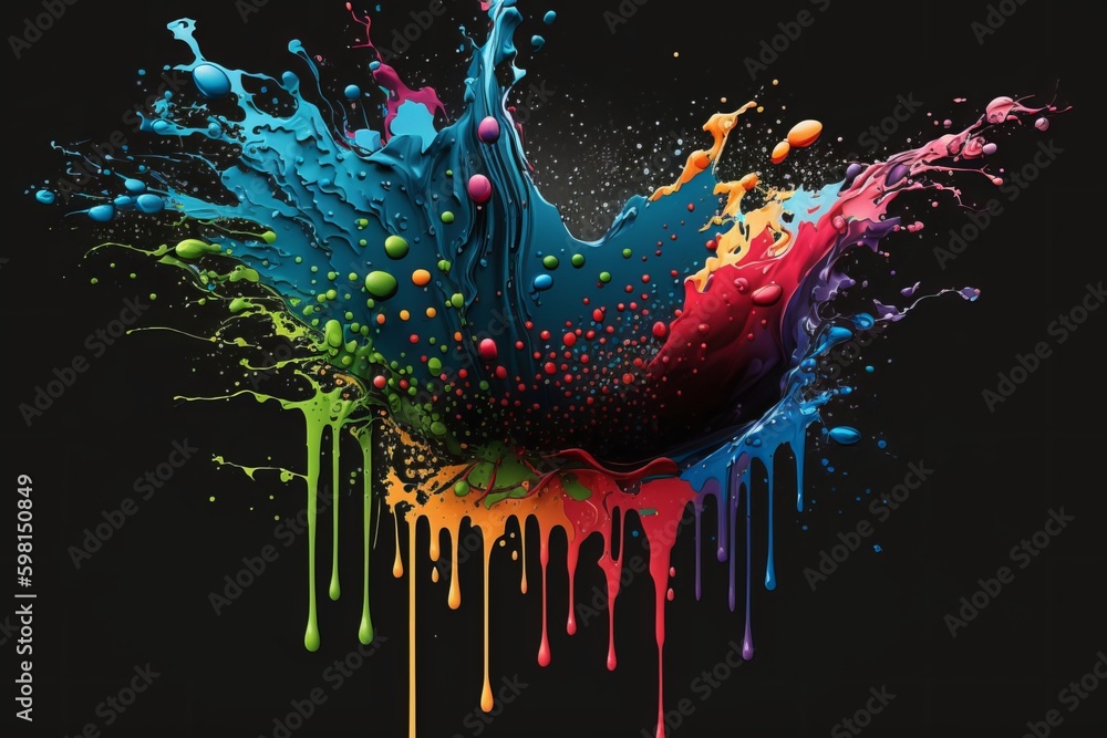 Poster paint splatter drip and splash - generative ai