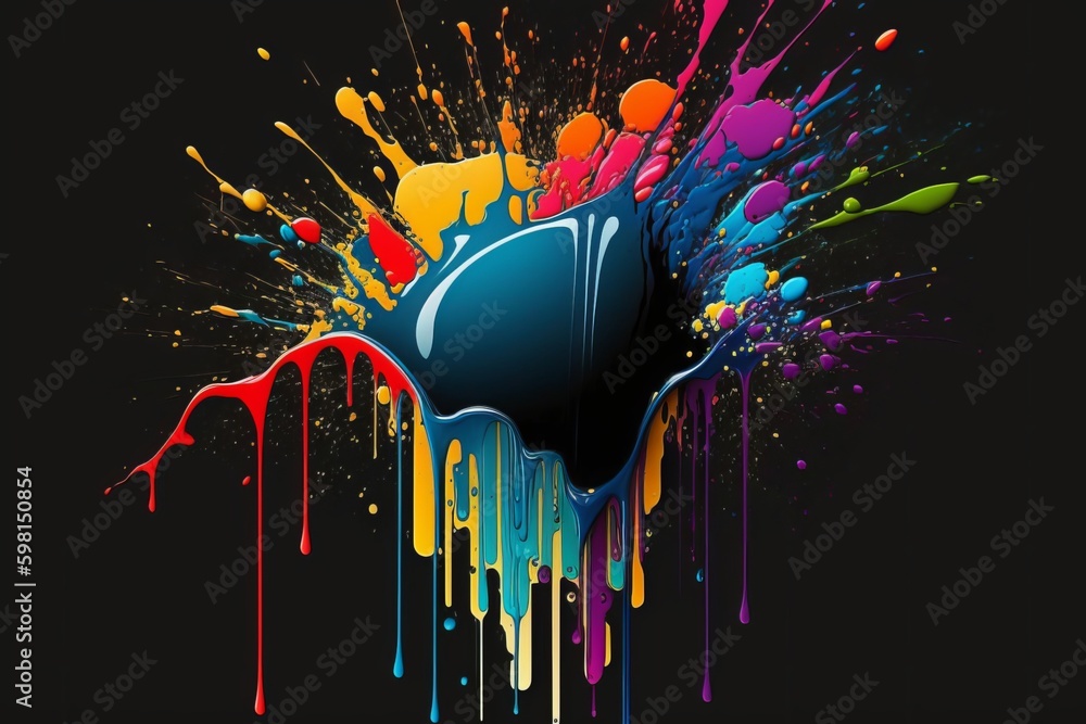 Poster paint splatter drip and splash - generative ai