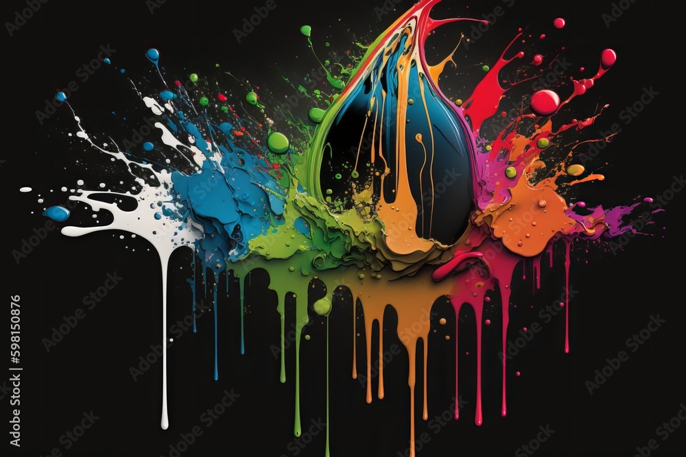 Poster paint splatter drip and splash - generative ai