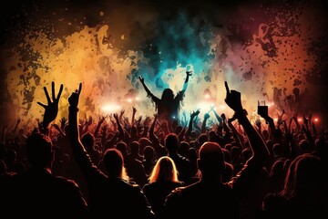 Fototapeta na wymiar Rock Concert Crowd - Generative AI