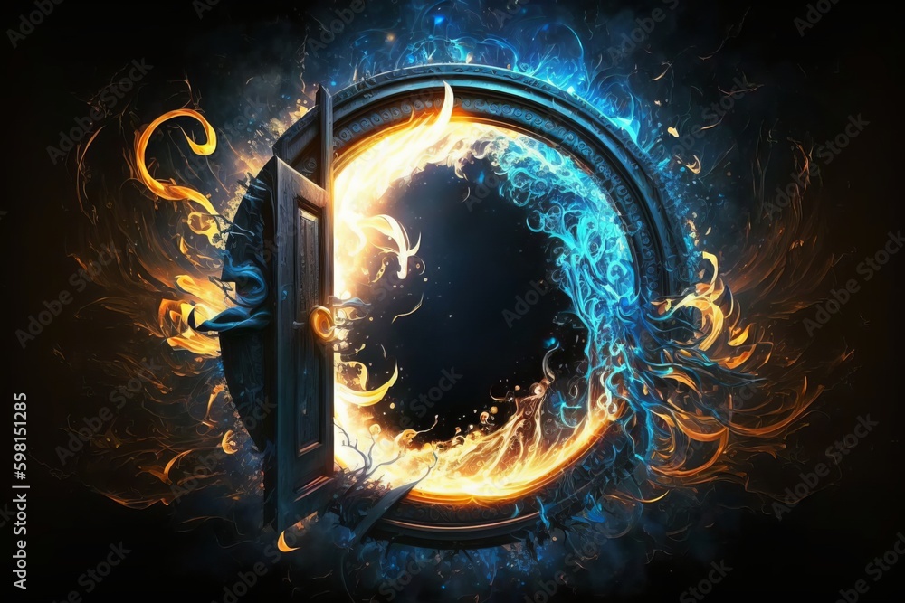 Poster sparky portal effect with looping animation - generative ai