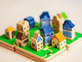 Obraz premium A map of a city block with large and small houses symbolizing the unequal distribution of wealth a its inhabitants.. AI generation. Generative AI