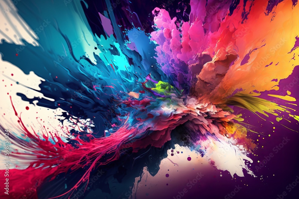 Poster multicolor fractal art for modern graphic design - generative ai