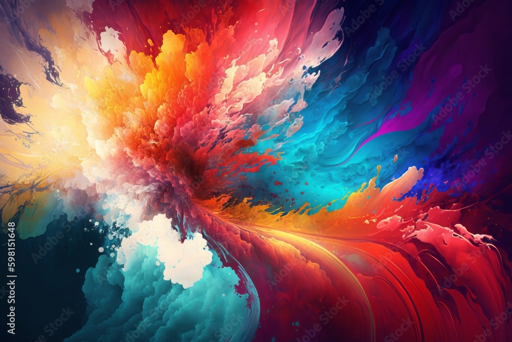 Poster multicolor fractal art for modern abstract graphic design - generative ai