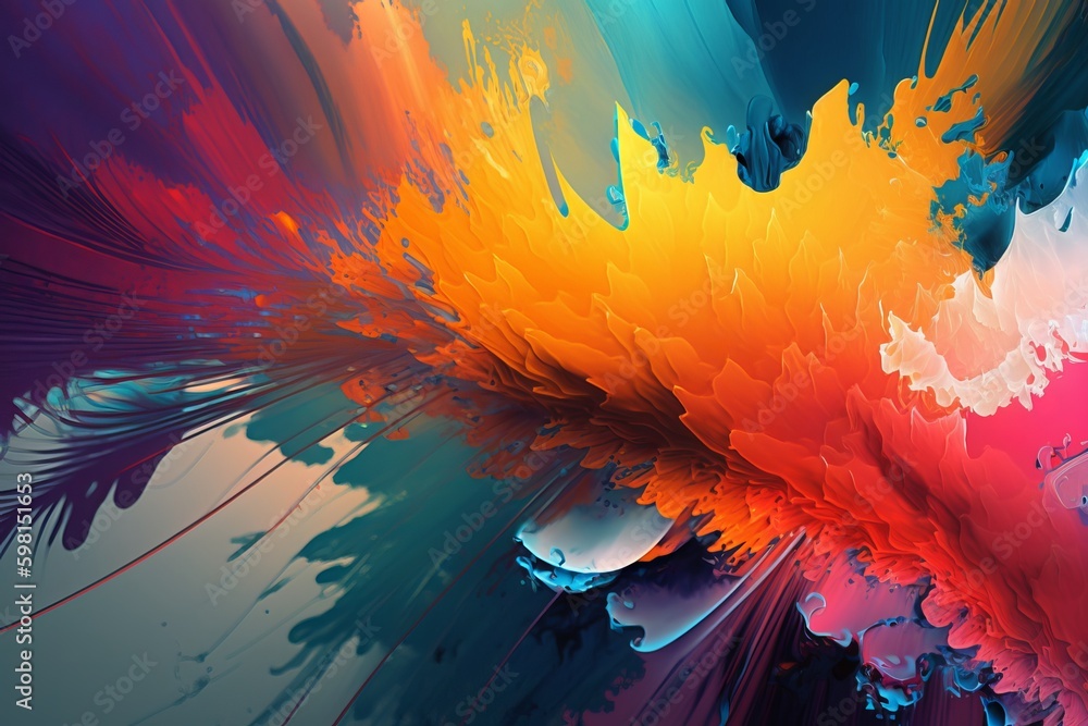 Poster multicolor fractal art for modern graphic design - generative ai