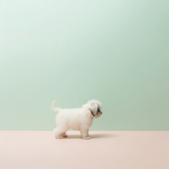 Cute dog. Set of funny pet animals isolated on colorful background. Generative AI.