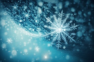 Fototapeta na wymiar Shining Christmas Snowflakes on Winter Blue Sky - Generative AI