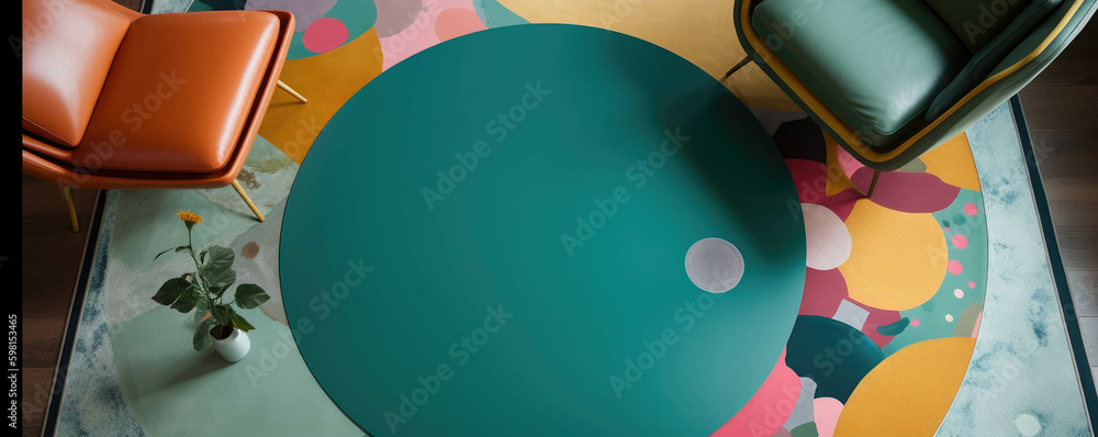 Poster A sea of vibrant hues and smoothlyblended tones encapsulated by a delicate circle of foliage.. AI generation. Generative AI