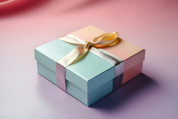 Isometric gift box with soft pastel color, background, generative ai.