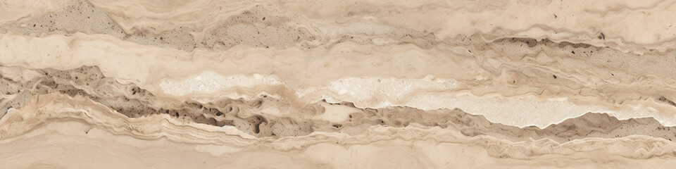 Panorama with travertine, a pale yellow stone surface. AI generative warm yellow natural panoramic banner background