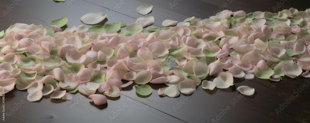 Poster An endless stream of pale pink petals cascading into a river of dreams.. AI generation. Generative AI