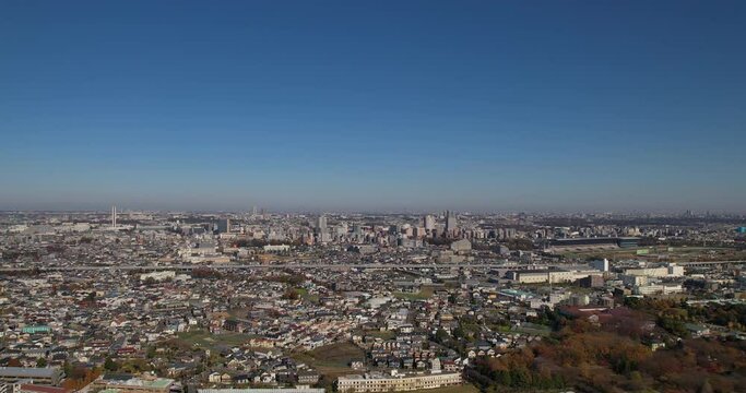 空撮 - 日本の都市風景 東京都府中市 観光 ビジネス 右ドリー