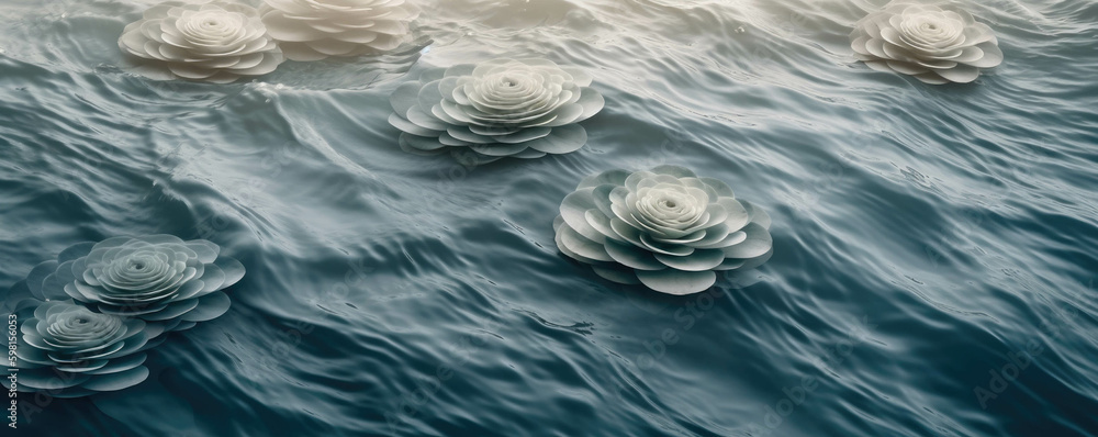 Poster A gentle rolling wave of petals surging with the rhythm of the tides.. AI generation. Generative AI