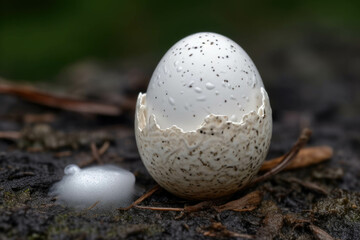 Naklejka na ściany i meble Empty eggshell of a vanished species its delicate remains hinting at what once was.. AI generation. Generative AI