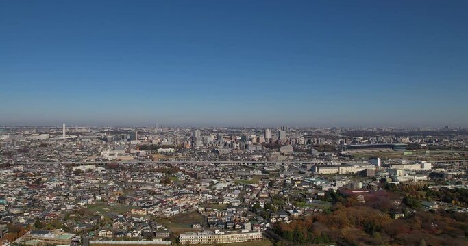 空撮 - 日本の都市風景 東京都府中市 観光 ビジネス 左ドリー