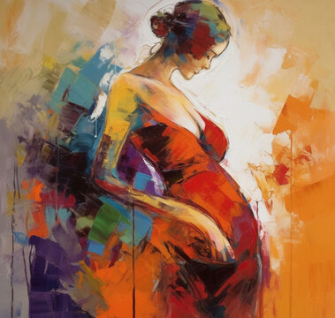painting of a pregnant woman