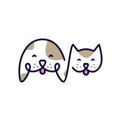 a cute cat and dog illustration logo