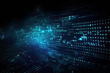 Obraz premium big data, internet network, digital technology with binary computer code on virtual screen, illustration. AI generative