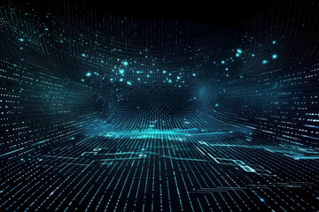 big data, internet network, digital technology with binary computer code on virtual screen, illustration. AI generative