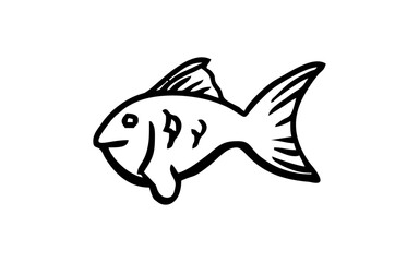 FISH Doodle art illustration with black and white style.