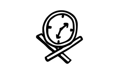 O'CLOCK Doodle art illustration with black and white style.