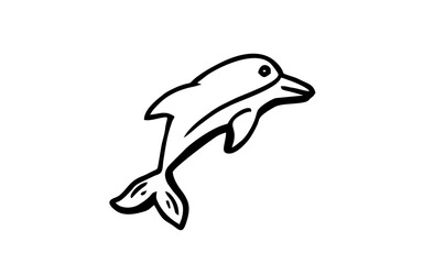 DOLPHIN Doodle art illustration with black and white style.