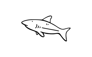 SHARK  Doodle art illustration with black and white style.