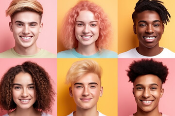 A group of people with different colored hair
