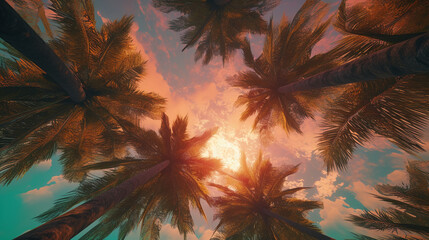 majestic palm tree with its lush green leaves gently swaying in the breeze. AI generative