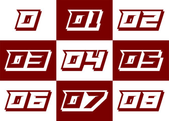 Racing Number, Set of Start Racing number, sport race number with frame