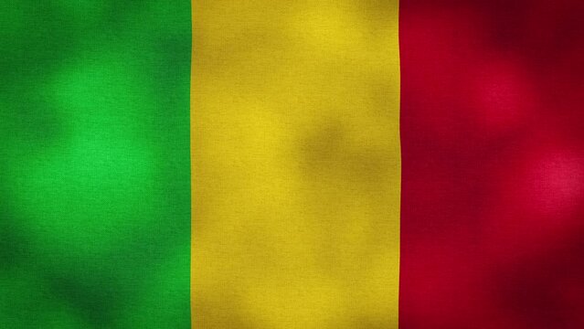 Waving Flag of Mali video background with vintage vignette overlay effect. Realistic Slow Motion