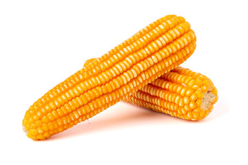Dried corn peeled. isolated on white background.