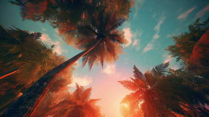 majestic palm tree with its lush green leaves gently swaying in the breeze. AI generative