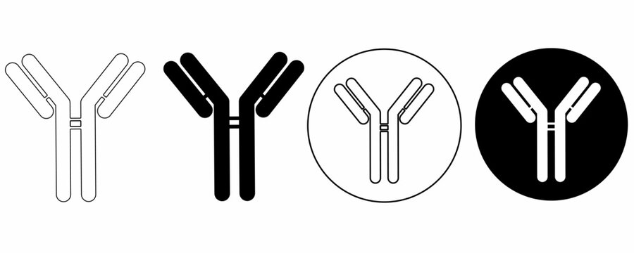 outline silhouette antibody icon set isolated on white background