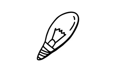 LIGHT BULB Doodle art illustration with black and white style.