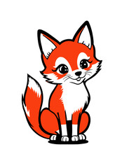 red fox cartoon, vector illustration, logo fox, flat colors