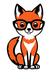 red fox cartoon, vector illustration, logo fox, flat colors