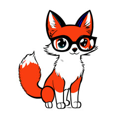 red fox cartoon, vector illustration, logo fox, flat colors