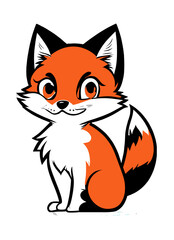 red fox cartoon, vector illustration, logo fox, flat colors